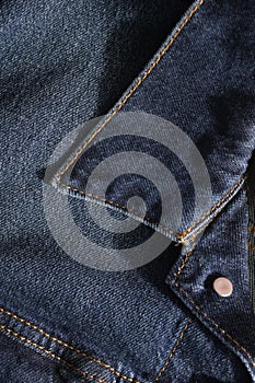 Close up of Pointed Collar on Truckers Denim Jacket