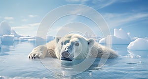 close up polar bear resting on ice floes