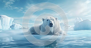 close up polar bear resting on ice floes