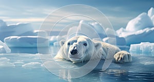 close up polar bear resting on ice floes