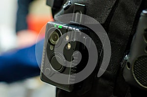 Close-up of police body camera photo