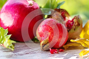 close up of pomegranates on table