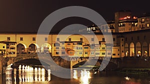 Close up of the Ponte Del Vecchio, Florence at night