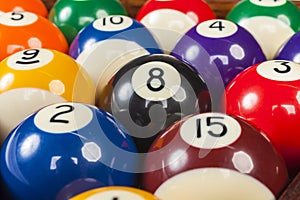 Close Up of Pool Balls in a Triangle