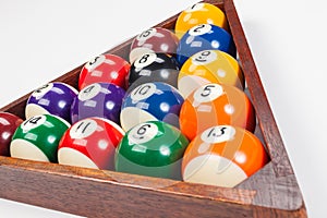 Close Up of Pool Balls in a Triangle