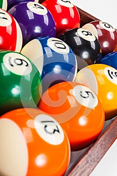 Close Up of Pool Balls in a Triangle