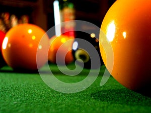 A close up of a pool table