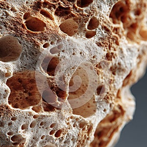 Close-Up of Porous Brown and Beige Stone Texture