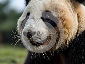 Close-up portrait of an adult panda bear