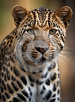 Close up portrait of African leopard