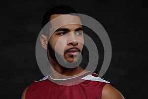 Close-up portrait of an Afro-American basketball player.