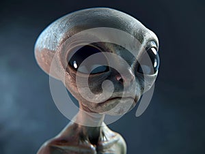 Close-up Portrait of an Alien with Large Eyes