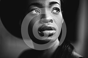 Close up portrait of an attractive young african american woman