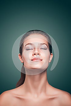 Close-up portrait of attractive young beautiful model woman