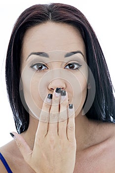 Close Up Portrait of an Attractive Young Woman With Her Hand Aga