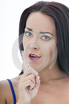 Close Up Portrait of an Attractive Young Woman Looking Concerned