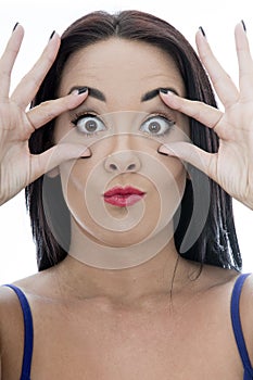 Close Up Portrait of an Attractive Young Woman Pulling Faces