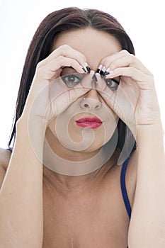 Close Up Portrait of an Attractive Young Woman Pulling Faces