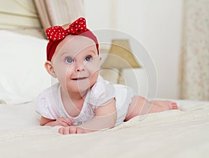 Close up portrait of the baby indoor