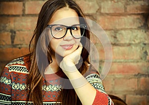 Close up portrait of a beautiful cute teen girl