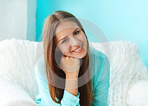 Close up portrait of a beautiful cute teen girl smilling