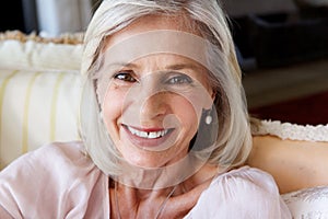 Close up beautiful older woman smiling photo