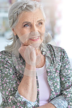 Close up portrait of beautiful senior woman