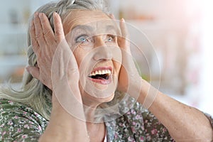 Close up portrait of beautiful senior woman