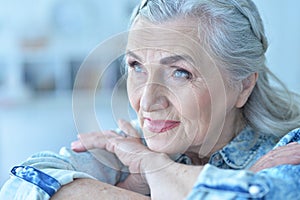 Close up portrait of beautiful senior woman