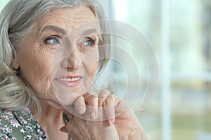 Close up portrait of beautiful senior woman