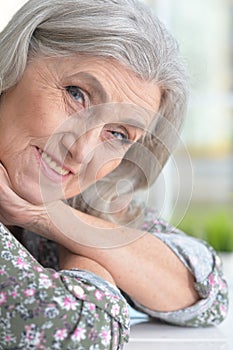Close up portrait of beautiful senior woman