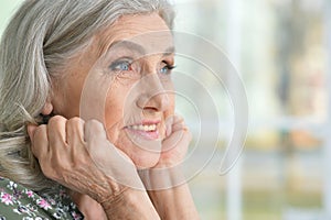 Close up portrait of beautiful senior woman