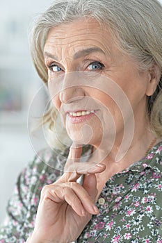 Close up portrait of beautiful senior woman