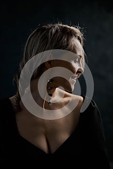 close-up portrait of beautiful woman with blond hair