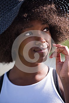 Close up portrait of a beautiful young african american woman sm