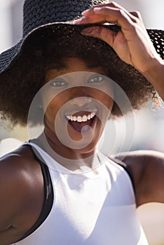 Close up portrait of a beautiful young african american woman sm