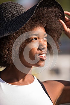 Close up portrait of a beautiful young african american woman sm
