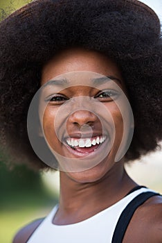 Close up portrait of a beautiful young african american woman sm