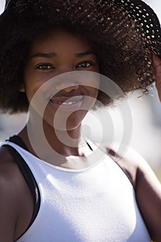 Close up portrait of a beautiful young african american woman sm