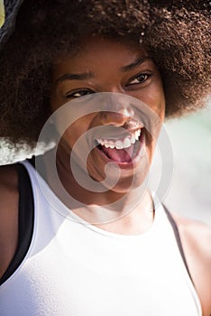 Close up portrait of a beautiful young african american woman sm