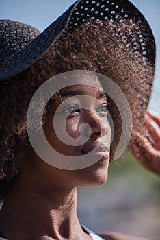 Close up portrait of a beautiful young african american woman sm