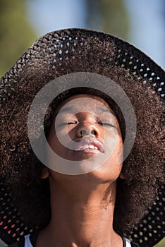 Close up portrait of a beautiful young african american woman sm