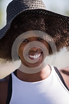 Close up portrait of a beautiful young african american woman sm