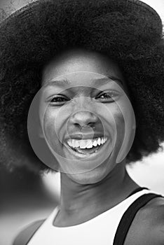 Close up portrait of a beautiful young african american woman sm