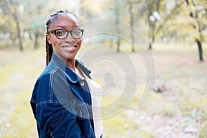 Close up portrait of a beautiful young african american woman smiling