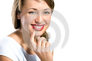 Close-up portrait of beautiful young fashion model