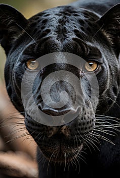 Close up portrait of black jaguar panther