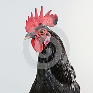 Close-up Portrait of a Black Rooster