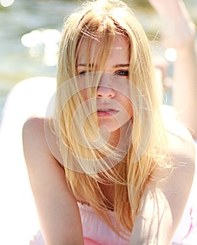 Close-up portrait of blond sensual woman