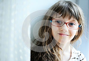 Close-up portrait of brunette child girl